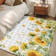 thumbnail image 5 of Summer Floral Washable Area Rugs 4'x6', Watercolor Sunflower Eucalyptus Leaves Gray Plaid Low Pile Throw Living Room Rug Non-Slip Sturdy Edge Binding Carpet for Indoor Entryway Bedside Kitchen, 5 of 9