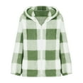 thumbnail image 3 of iHPH7 Fleece Jacket Warm Winter Coats for Women Plaid Jacket for Woman Women's Outerwear Womens Fleece Zip Up Jacket Fleece Jacket Women Full Zip Warm Jackets for Women Green 3XL, 3 of 5
