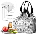 thumbnail image 4 of Pioneer Flower Floral Print Pattern Drawstring Lunch Bag Women - Drawstring Lunch Bag Insulated for Work Office - Stain-Resistant Large Lunchbags for Women with Multi-Pockets, 4 of 6