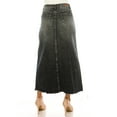 thumbnail image 4 of Be-Girl Women's Long Denim Skirt,Button-Front A-Line Maxi, Raw Hem, Cargo Pockets-SG-89175, 4 of 7