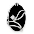 thumbnail image 1 of Sterling Silver Rhodium Plated Onyx and CZ Slide QP470 (22mm x 15mm), 1 of 2