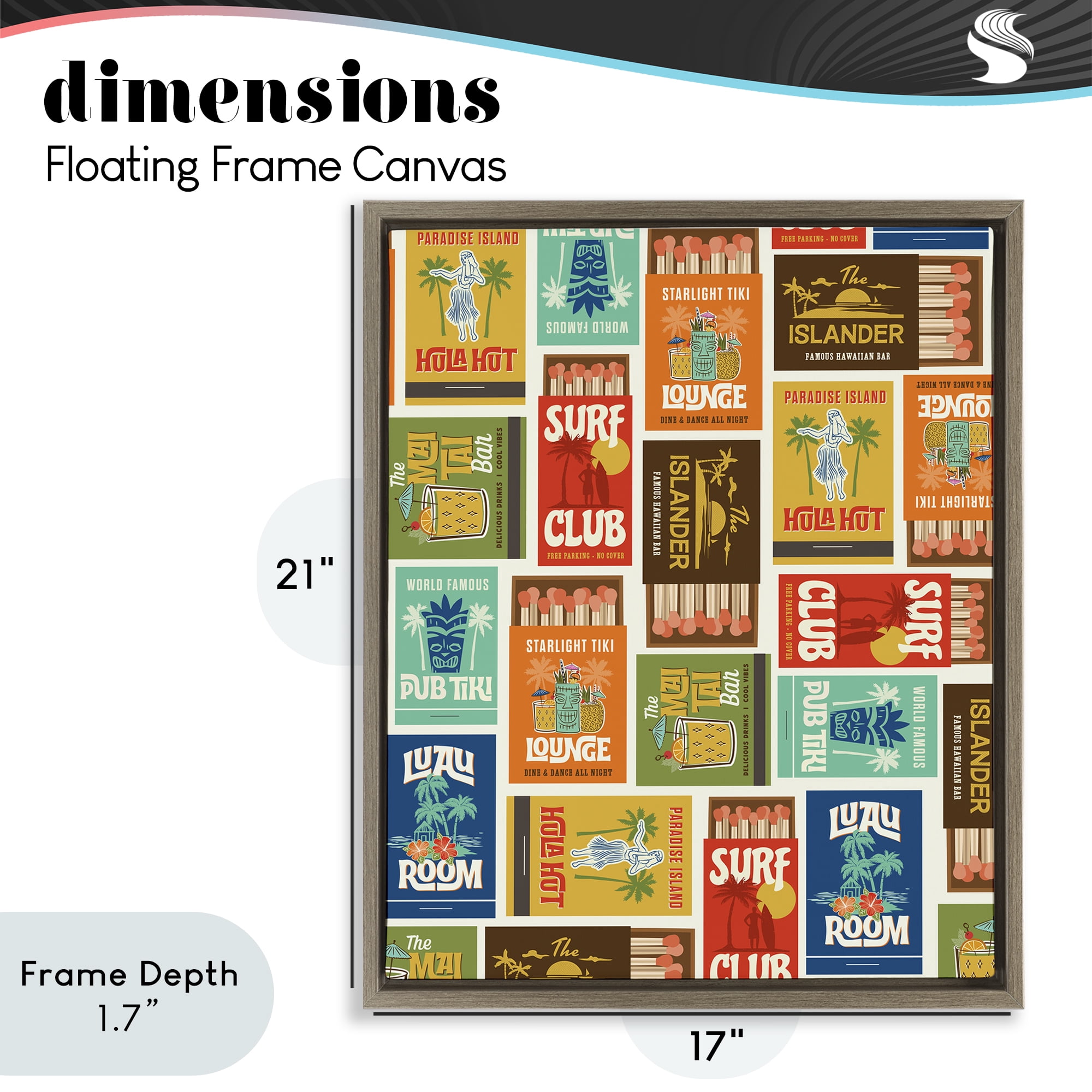 Stupell Industries Vintage Tropical Match Boxes Brown Framed Floater Canvas Wall Art, design by Emily Dumas