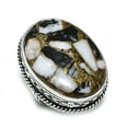 thumbnail image 2 of Natural Zebra Jasper Gemstone Handmade 925 Sterling Silver Ring Size 10, 2 of 2