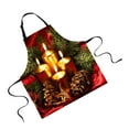 thumbnail image 4 of Delantal navideño unisex de algodón duradero, lavable, para chef, cocina, repostería, restaurante y manualidades, 75 x 67 cm, diseño navideño. Vela 2, 4 of 6