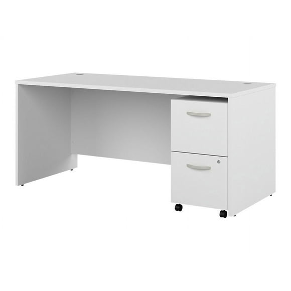 Bush Business Furniture Studio C 66W x 30D Office Desk with 2 Drawer Mobile File Cabinet, White