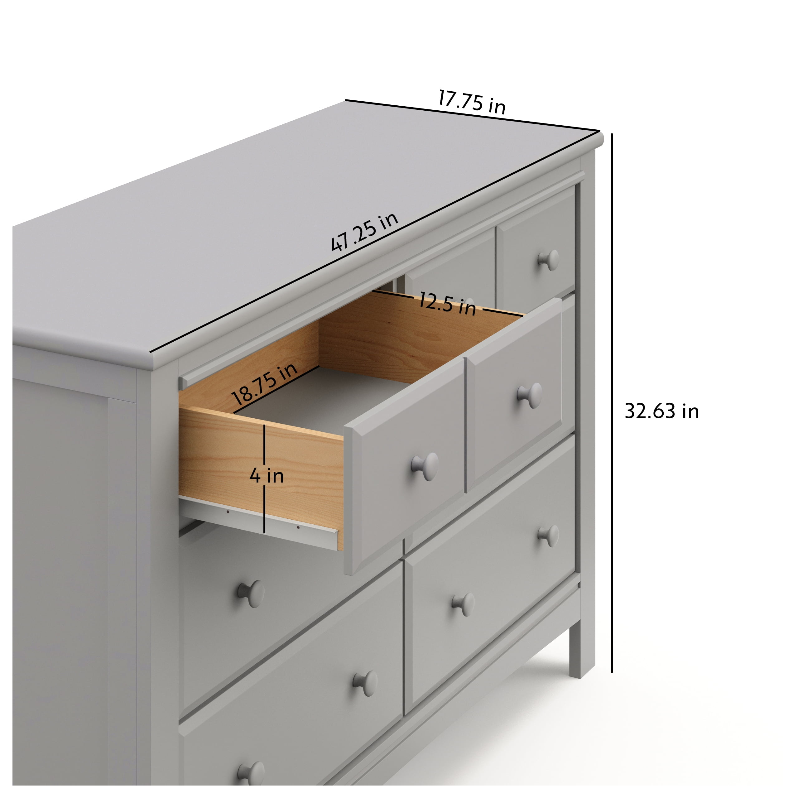 Graco Benton 6 Drawer Nursery Double Dresser, Pebble Gray