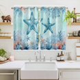 thumbnail image 2 of Coastal Starfish Blue Kitchen Curtains Window Panels, Summer Beach Nautical Coral Insulated Window Treatment Curtain, Grommet Curtains for Bedroom/Living Room/Bathroom, 2 Piece 52"Wx72"L, 2 of 8