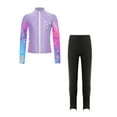 thumbnail image 4 of Miutii Kids Girls 2 Pieces Figure Skating Outfits Long Sleeve Zipper Jacket with Sparkly Pants Set Purple 10, 4 of 9