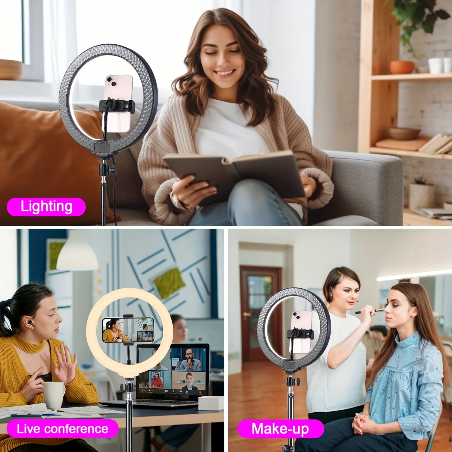 ZOMEI 10-Inch Selfie Ring Light with Adjustable 43.3-inch Tripod Stand, 39cm Extension Rod & Phone Holder - Dimmable LED Ringlight for Makeup, Live Streaming, Photography, RGB Color Modes