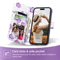 thumbnail image 3 of ULAK Case for iPhone 15 Pro Max Wallet, Kickstand Folio Flip Leather Phone Case with Cards Holder for Apple iPhone 15 Pro Max for Women Girls,Glitter Purple Flora, 3 of 9