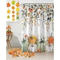 thumbnail image 3 of Fall Thanksgiving Shower Curtain Set ，Waterproof Fabric Shower Curtains Green Orange Eucalyptus Leaves Pumpkin Shower Curtains for Bathroom,Bathroom Decor 72"x96", 3 of 7