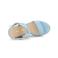 thumbnail image 4 of BLISSFUL STEP Outfit Women's Shoes Espadrille Wedge Slingback Crisscross Sandals Sky Blue 6, 4 of 7