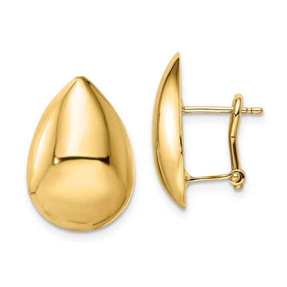 Primal Gold 14 Karat Yellow Gold Polished Teardrop Omega Back Earrings