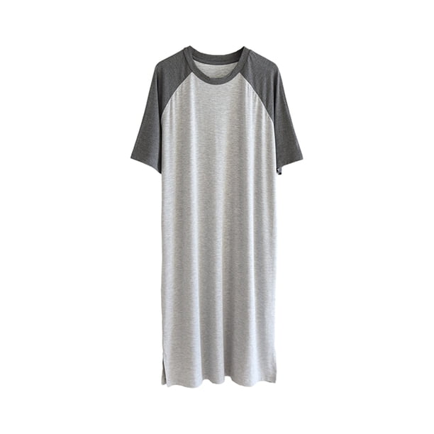 Jumpingount Albornoz para hombre para descansar y dormir, albornoz transpirable y elegante, pijama para hombre, ropa de dormir, para hombre, conjuntos de ropa gris oscuro gris claro XXXXL