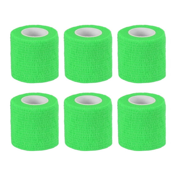 2" x 177" 6 Pcs Self Adhesive Bandage Wrap Elastic Self Tape Sport Bright Green