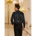 thumbnail image 3 of Coshow Men's Long Sleeve Button Down Silk Satin Shirt Floral Design Shirt Casual Party Prom and Wedding Shirt, 3 of 5