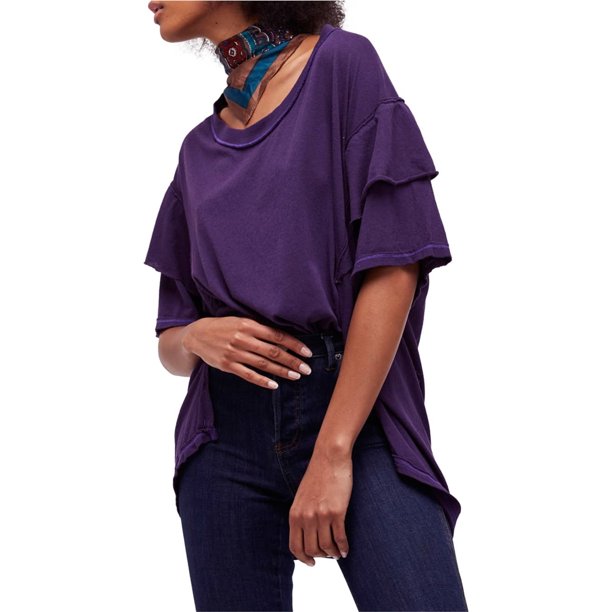 Free People - Camiseta básica para mujer Abracadabra, color morado, talla mediana