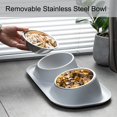 thumbnail image 4 of PETIMI Cat Bowl, Small Dog Bowls, Cat Food Bowl with 2 Removable Stainless Steel Feeding Bowls, Suitable for Small and Medium Sized Pets（Gray）, 4 of 8