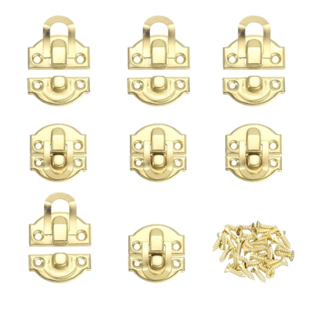 8Pcs 1.1 x 1.1 Retro Decorative Hasp Kit with Screws Yellow