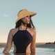 thumbnail image 5 of Women's Sun Visor Hats Wide Brim Straw Beach Hat Ponytail Hats for Women Foldable Floppy, 5 of 5