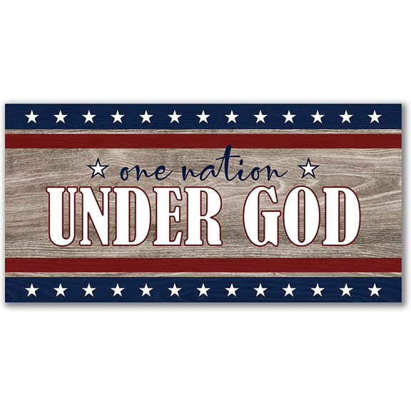 One Nation Under God Rustic Wood Wall Sign 9x18
