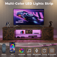 thumbnail image 3 of HOMRELEXA Farmhouse TV Stand for TVs Up to 80", Home Entertainment Center with LED Light, Open Storage Cabinet & Adjustable Shelves, Brown, 3 of 9