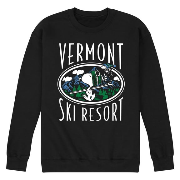 Peanuts - Vermont Ski Resort - Men's Crew Neck Fleece Pullover