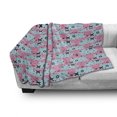 thumbnail image 3 of Pink Polka Dots Soft Flannel Fleece Throw Blanket, Repeating X and O Motifs with Irregular Spots, Cozy Plush for Indoor and Outdoor Use, 60" x 80", Pink Sky Blue, by Ambesonne, 3 of 6