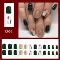 thumbnail image 1 of Uñas postizas a presión, regalo para mujer. Paquete de 24 uñas postizas cortas navideñas para pegar. Cobertura total con pegamento., 1 of 5