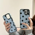 thumbnail image 2 of Blue Black Polka Dots Phone Case Compatible with iPhone 14/iPhone13 Cute Trendy One Piece Full Side Print Slim Hard Shell Girls Women Teen Gift Cover for iPhone 13/14 6.1inch, 2 of 9
