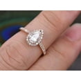 thumbnail image 5 of Classic Pear cut Halo 1.50 Ct Moissanite & Diamond Engagement Ring in Rose Gold, 5 of 5
