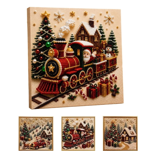 Christmas 3D Pearl Art Craft Kit for Adults, Sparkling Diamond Painting Landscape Design, Cozy Winter Holiday Home Wall Art, Unique Festive DIY Gift 30x30cm