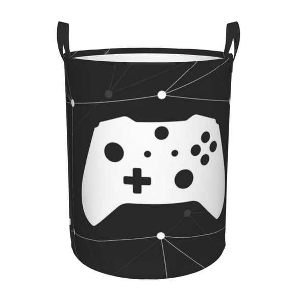 DouZhe Waterproof Collapsible Large Laundry Baskets, Graffiti Game Controller Prints Circular Hamper with Handles