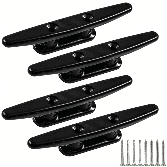 ZHZFKQ Nylon Boat Cleats Black, 4"/5"/6"/8", Marine Grade Dock Cleats for Rope, Kayak, Mooring, Canoe, Maritime Decor, Tie Down