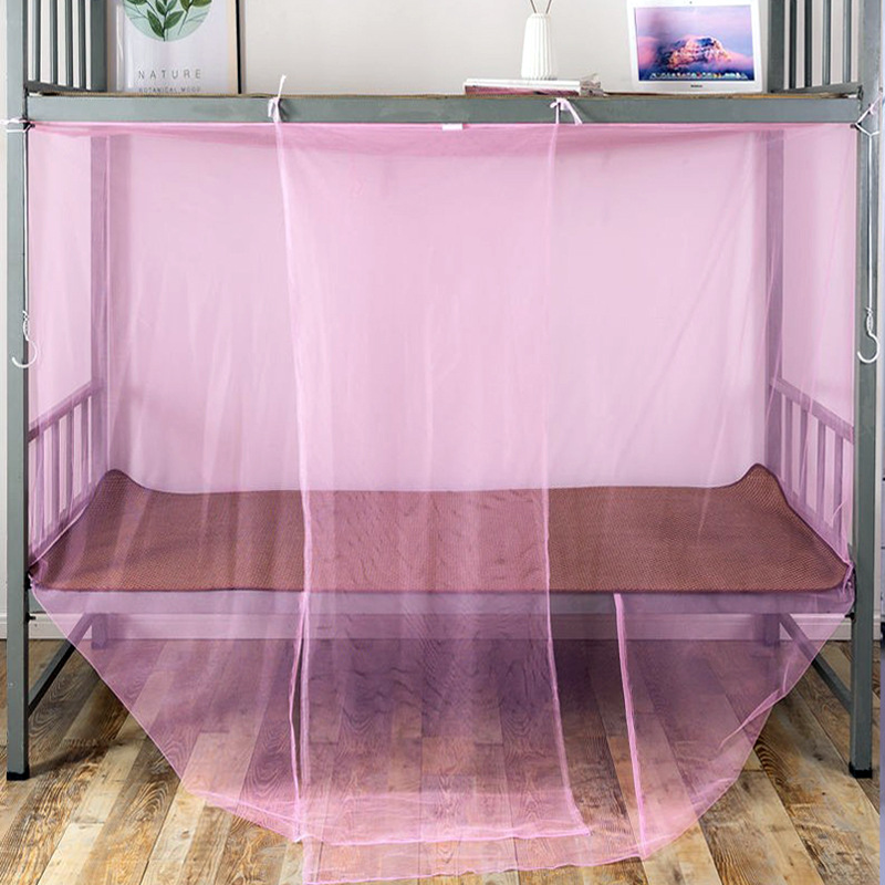 Manufacturers Wholesale Student Dormitory Bunk Bed Mosquito Net Single  Double Special Encryption 0.9 M White Dormitory Mosquito Net Pink 150*200  Super Density