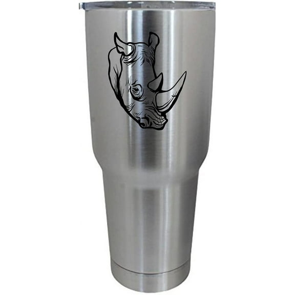 Rhinoceros Face Zoo Animal Themed Etched 30oz Stainless Steel Tumbler