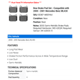 thumbnail image 2 of Rear Brake Pad Set - Compatible with 2000 - 2001 Mercedes-Benz ML430, 2 of 2