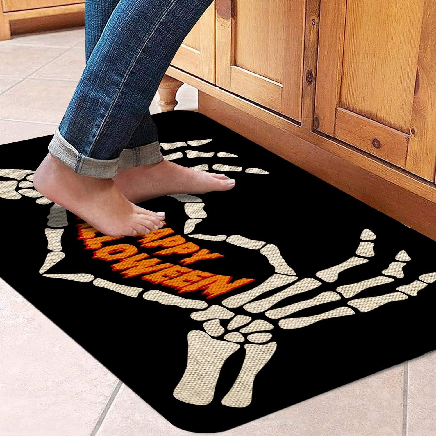 Baiheyi Halloween Black Doormat, 17" x 30", Non-Slip