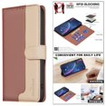 thumbnail image 5 of Premium RFID Blocking Wallet Case for Motorola Moto G55 5G with 3 Card Slots & Stand Brown, 5 of 5