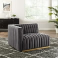 thumbnail image 3 of Modway Conjure Channel Tufted Performance Velvet Left-Arm Chair in Gold/Gray, 3 of 5