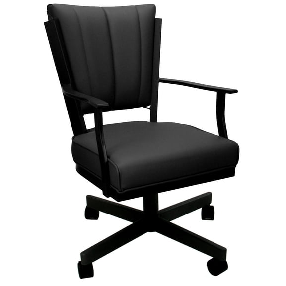 Leather Montana Dining Caster Chair Swivel Tilt - Black on Black