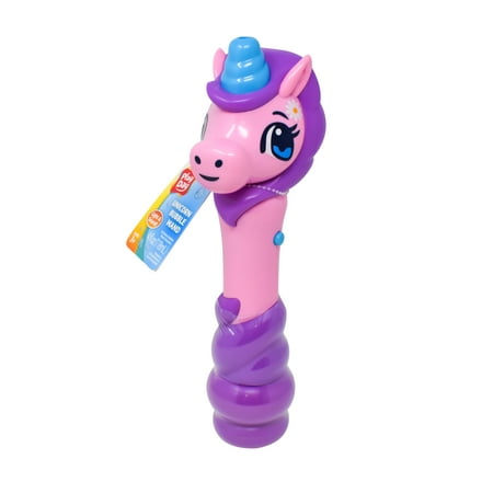 Play Day Unicorn Bubble Blowing Wand with Lights, Sounds and 4oz Bubble Solution