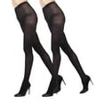 thumbnail image 2 of MeMoi Control Top Solid Microfiber Tights 2 Pack - Womens - Female, M-L, Brown-Black, 2 of 11