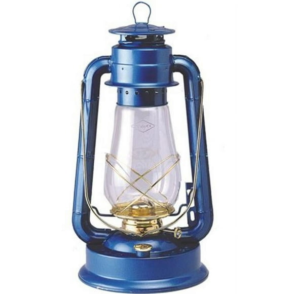 21St Century Product 31080061 Hurricane Lantern for Blue Baked Enamel with Brass Plate Trim