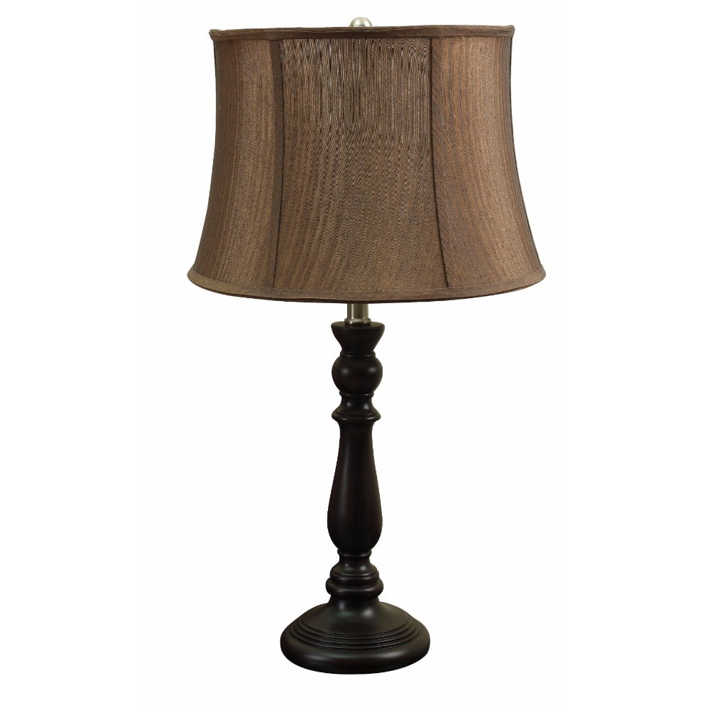Traditional Poly Resin Table Lamp, Brown, Set of 2