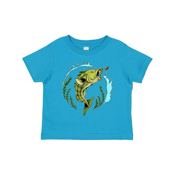 Inktastic Leaping Bass Fish Fishing Illustration Boys or Girls Toddler T-Shirt