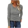 thumbnail image 2 of DondPO Long Sleeve Shirts Dress Shirts for Women Tunic Sleeve Button Shirt Front Long Lace V-neck Shirt Undershirt Buttoned Women's Women's Blouse Womens Tops Flannel Shirt Grey XXL, 2 of 9