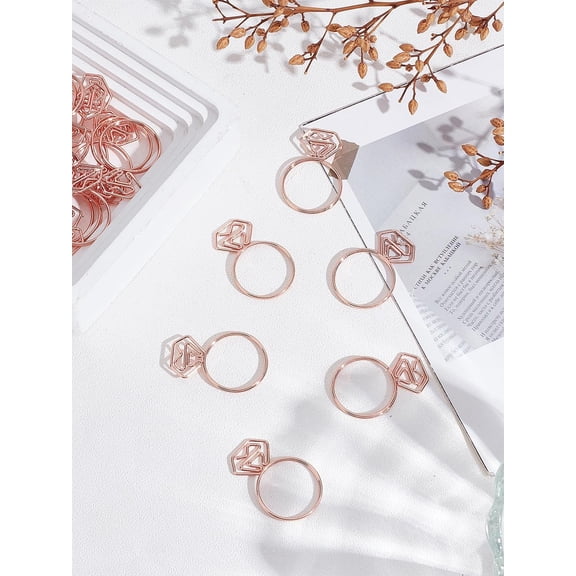 26Pcs Diamond Ring Shape Paper Clips Cute Paperclips Funny Bookmark Marking Planner Clips Not Tear Scratch Pages Page Markers DIY