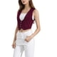 thumbnail image 4 of CHALECO CORTO SIN MANGAS DE DENIM PARA MUJER INSPIRADO EN CHIC, CON BOTONES Y CUELLO REDONDO, TALLA XS, ROJO VINO, 4 of 6