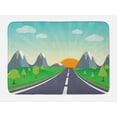 thumbnail image 1 of Landscape Bath Mat, Road Trip Concept with Calming Green Forest Mountains and Sunrise Horizon Scenery, Plush Bathroom Decor Mat with Non Slip Backing, 29.5" X 17.5", Multicolor, by Ambesonne, 1 of 2